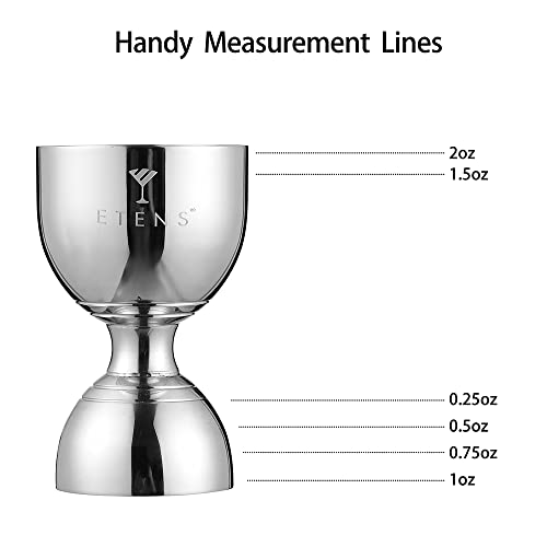 Etens Jigger for Bartending | Bar Cocktail Measuring Jigger 2 oz 1 oz | Shot Measure Jigger with Measurements Inside | Double Chaser Bell Jiggers | Drink Measure Alcohol | Bartender Tools