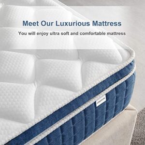 Queen Mattress, 14 Inch Hybrid Innerspring Mattress with Memory Foam,Innerspring Mattress Medium Firm Mattress in a Box Queen Size Mattress for Sleep Supportive & Pressure Relief,Queen Bed