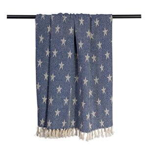 DII 4TH of July Patriotic Throw Blanket with Decorative Tassles, Use for Chair, Couch, Bed, Picnic, Camping, Beach, & Just Staying Cozy at Home (50 x 60), Star Nautical Blue