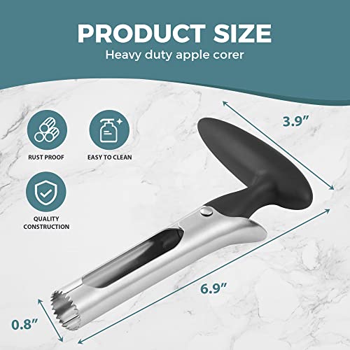 KITEXPERT Apple Corer, Premium Apple Corer Tool with Ergonomic Handle, Stainless Steel Apple Corer Remover with Sharp Serrature, Durable Kitchen Corer for Apple, Pears and Bell Peppers(Black)