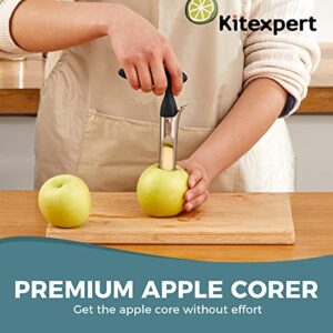 KITEXPERT Apple Corer, Premium Apple Corer Tool with Ergonomic Handle, Stainless Steel Apple Corer Remover with Sharp Serrature, Durable Kitchen Corer for Apple, Pears and Bell Peppers(Black)