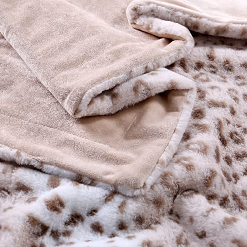 Sedona House Fuzzy Faux Fur Cheetah Throw Blanket,Lightweight Plush Cozy Soft Microfiber for Couch Travel,50 by 60-Inch,Brown Sand Leopard