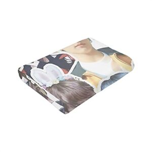 Blanket Jungkook Jeon Jung Kook Super Soft and Comfortable Fleece Blanket Throw Blanket Picnic Blankets Camping Blanket Beach Blanket for Decoration Bedroom Living Room Yoga (80"x60")