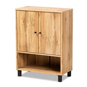 Baxton Studio Shoe Cabinet with Oak and Black ATSC1613-Wotan Oak-Shoe Cabinet