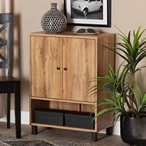 Baxton Studio Shoe Cabinet with Oak and Black ATSC1613-Wotan Oak-Shoe Cabinet