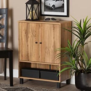 Baxton Studio Shoe Cabinet with Oak and Black ATSC1613-Wotan Oak-Shoe Cabinet