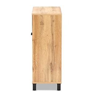 Baxton Studio Shoe Cabinet with Oak and Black ATSC1613-Wotan Oak-Shoe Cabinet