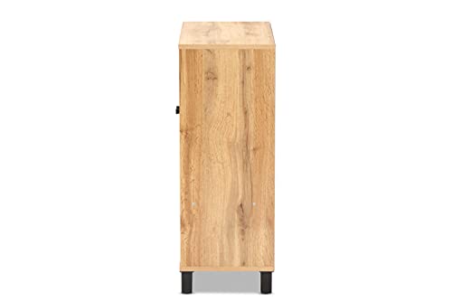 Baxton Studio Shoe Cabinet with Oak and Black ATSC1613-Wotan Oak-Shoe Cabinet