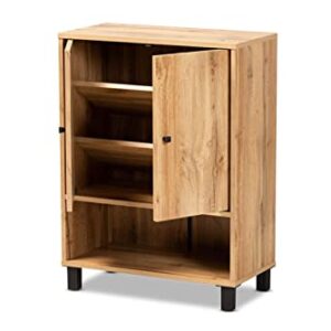 Baxton Studio Shoe Cabinet with Oak and Black ATSC1613-Wotan Oak-Shoe Cabinet