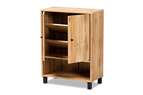 Baxton Studio Shoe Cabinet with Oak and Black ATSC1613-Wotan Oak-Shoe Cabinet