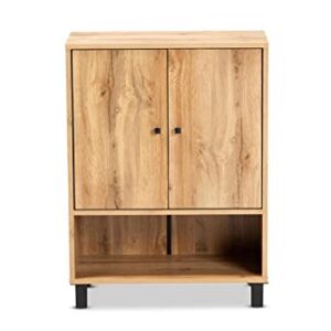 Baxton Studio Shoe Cabinet with Oak and Black ATSC1613-Wotan Oak-Shoe Cabinet