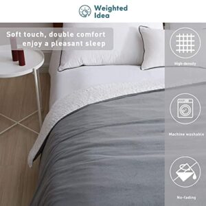 Weighted Idea Weighted Blanket Queen Size 15lbs 60" x 80" with Sherpa & Fleece Removable Duvet Cover for Adults (Dark Grey, Comfortable Fabric)