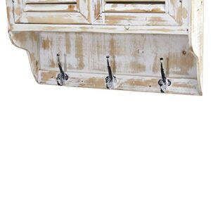 Nearly Natural 32 in. White Washed Hooks Wall Cabinet, 8x27x32