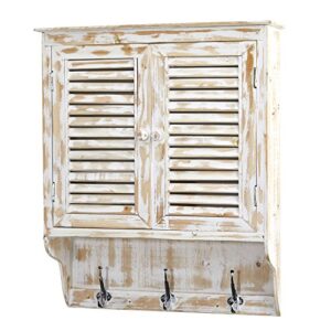 nearly natural 32 in. white washed hooks wall cabinet, 8x27x32