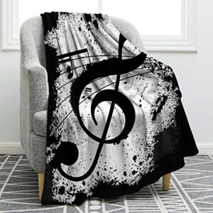 jekeno music note blanket double sided print throw blanket soft comfortable for sofa chair bed office 50"x60"