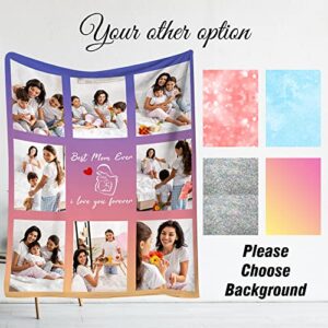 Custom Mothers Day Blanket with Photos/Text Personalized Throw Blanket with My Picture Best Mom Blanket for Mom/Dad/Grandma/Friends Gifts for Mom from Daughter Son Fathers Day Made in USA