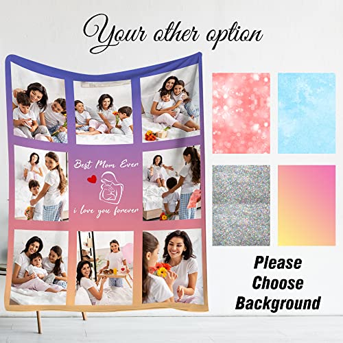 Custom Mothers Day Blanket with Photos/Text Personalized Throw Blanket with My Picture Best Mom Blanket for Mom/Dad/Grandma/Friends Gifts for Mom from Daughter Son Fathers Day Made in USA