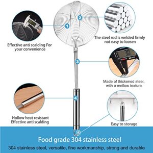 Aettechgd Steel Spider Strainer Skimmer Ladle, Strainer Spider Skimmers for Kitchen Cooking and Frying, Premium Strainer Spoon Diameter: 5.4Inch, Total Length: 15.4Inch