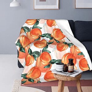 peach fruit theme throw blanket cozy plush flannel fleece soft bed blankets for sofa couch bedroom 60"x50"