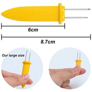 Elcoho 25 Pack 3.35 Inch Large Corn Holders Stainless Steel Corn on the Cob Skewers Holders with Storage Box