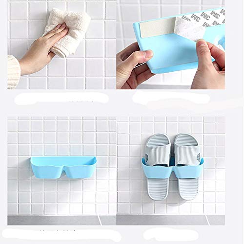 ANMMBER Wall Mount Slippers Hanging Shelf Holder Storage Rack Foldable Shoes Rack Double-Layer Slippers Storage Organizer (Color : D)