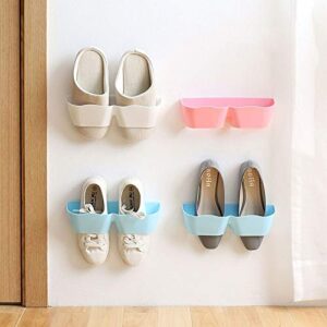 ANMMBER Wall Mount Slippers Hanging Shelf Holder Storage Rack Foldable Shoes Rack Double-Layer Slippers Storage Organizer (Color : D)