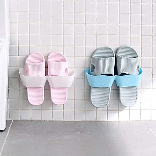 ANMMBER Wall Mount Slippers Hanging Shelf Holder Storage Rack Foldable Shoes Rack Double-Layer Slippers Storage Organizer (Color : D)