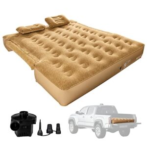 wasagun truck bed air mattress fit 5.5 ft - 5.8 ft full size short pickup truck beds inflatable mattress with pump & removable side mattress for outdoor, camping