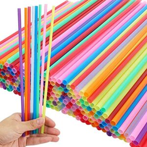 tomnk 500 pack plastic straws, 10.3'' high disposable straws plastic drinking straws, assorted colors
