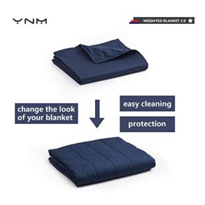 YnM Weighted Blanket with Cotton Duvet Bundle | 60''x80'' 15lbs, Suit for One Person(~140lb) Use on Queen/King Bed | Navy