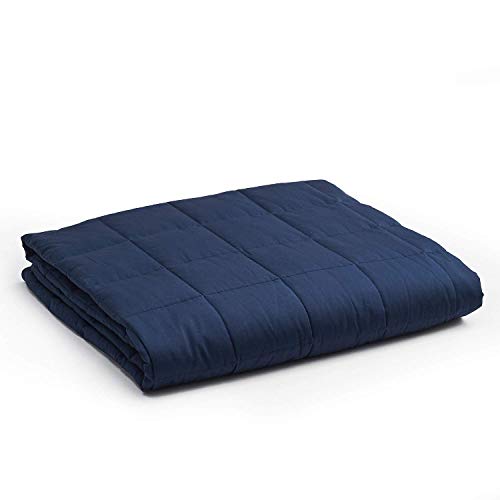 YnM Weighted Blanket with Cotton Duvet Bundle | 60''x80'' 15lbs, Suit for One Person(~140lb) Use on Queen/King Bed | Navy