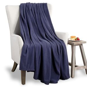 martex fleece blanket twin size - fleece bed blanket - all season warm lightweight super soft anti static throw blanket - navy blanket - hotel quality- blanket for couch (66x90 inches, navy)