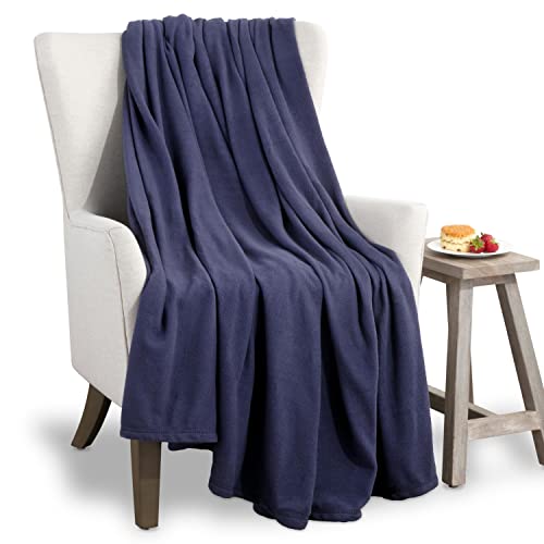 Martex Fleece Blanket Twin Size - Fleece Bed Blanket - All Season Warm Lightweight Super Soft Anti Static Throw Blanket - Navy Blanket - Hotel Quality- Blanket For Couch (66x90 Inches, Navy)