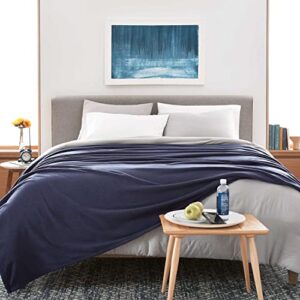 Martex Fleece Blanket Twin Size - Fleece Bed Blanket - All Season Warm Lightweight Super Soft Anti Static Throw Blanket - Navy Blanket - Hotel Quality- Blanket For Couch (66x90 Inches, Navy)