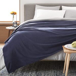 Martex Fleece Blanket Twin Size - Fleece Bed Blanket - All Season Warm Lightweight Super Soft Anti Static Throw Blanket - Navy Blanket - Hotel Quality- Blanket For Couch (66x90 Inches, Navy)