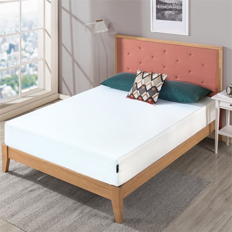 Zinus Wen Wood Deluxe Platform Bed Frame, Full & 10 Inch Green Tea Cooling Gel Memory Foam Mattress/Cooling Gel Foam/Pressure Relieving/CertiPUR-US Certified/Bed-in-a-Box, Full