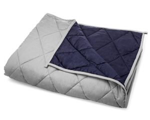 aura premium weighted blanket, silky cotton, gray/navy, queen size, 20lbs