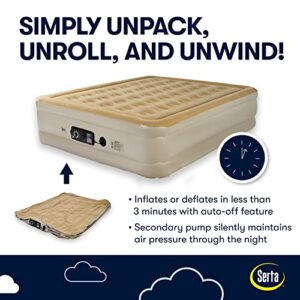 Serta Raised Air Mattress with Never Flat Pump | Size: Queen 18" | Luxury Inflatable Mattress - Built in Air Pump to Ensure a Good Night’s Rest | Heavy Duty Blow Up Mattress with Self Inflating Pump