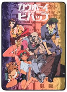 cowboy bebop fleece throw blanket - cowboy bebop sessions anime - spike spiegel, faye valentine, edward wong, vicious throw blanket,one size