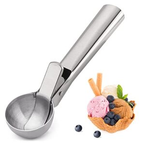 ice cream scoop stainless steel ice cream scooper metal ice cream scoops with trigger, perfect for frozen yogurt, gelatos, sundaes (medium silver) (silver style 1) (silver)