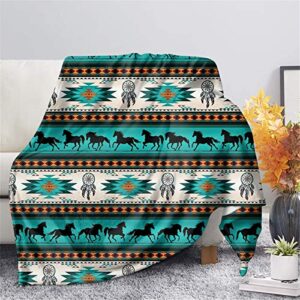 clohomin dream catcher horse breathable soft throw blanket aztec native american couch blnket navajo in green indian tribal print bed blanket machine washable bed couch cover