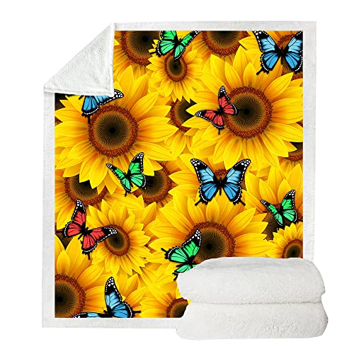 Juirnost Sunflower Blanket Sunflower Gifts for Women Mom Adults Girls Wife Granddaughter 50" x60" Sunflower Throw Blankets for Bed Chair Sofa Couch Home Decor Soft Cozy Fleece Plush Reversible Blanket