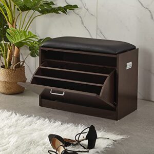 aottop premium shoe cabinet and seat - elegant design, mdf wood, and foam cushion for comfortable and convenient shoe storage - perfect for your home décor.