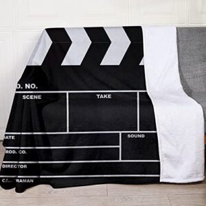 adrosh movie clapboard blanket gifts for women men movie lover adults bedroom living room decor cozy soft throw blankets ideal for birthday christmas halloween travel 50"x60"