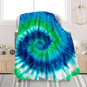 fleece throw blanket for couch, patterned warm comfy flannel throw blanket fuzzy ultra-soft cozy microfiber plush blanket 330gsm for sofa bed office all season use (50" x 60", tie dye)