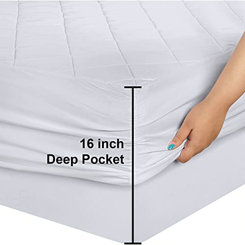 Utopia Bedding Quilted Fitted Mattress Pad (Twin) - Elastic Fitted Mattress Protector - Mattress Cover Stretches up to 16 Inches Deep - Machine Washable Mattress Topper