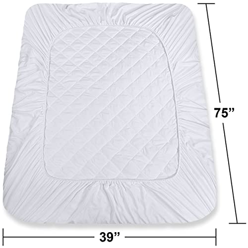 Utopia Bedding Quilted Fitted Mattress Pad (Twin) - Elastic Fitted Mattress Protector - Mattress Cover Stretches up to 16 Inches Deep - Machine Washable Mattress Topper