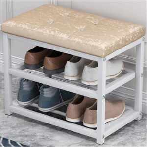 JUSLIV Multi-Layer Storage Shoe Rack at The Entrance, Simple sit Iron Shoe Changing Rack, Multi-Functional Storage Shoe Cabinet Shoe Rack, Suitable for The Entrance and Corridor, Size: 50x30x45cm (Co