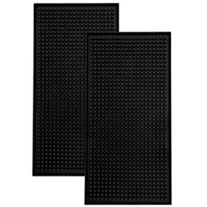 s&t inc. rubber bar mat for countertop, non-slip bar mat for home bar cart, coffee maker mat for countertops, 5.9 inch x 11.8 inch, black, 2 pack