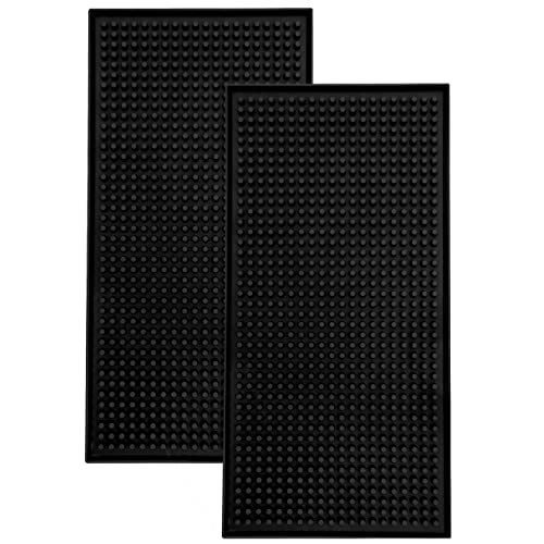 S&T INC. Rubber Bar Mat for Countertop, Non-Slip Bar Mat for Home Bar Cart, Coffee Maker Mat for Countertops, 5.9 Inch x 11.8 Inch, Black, 2 Pack